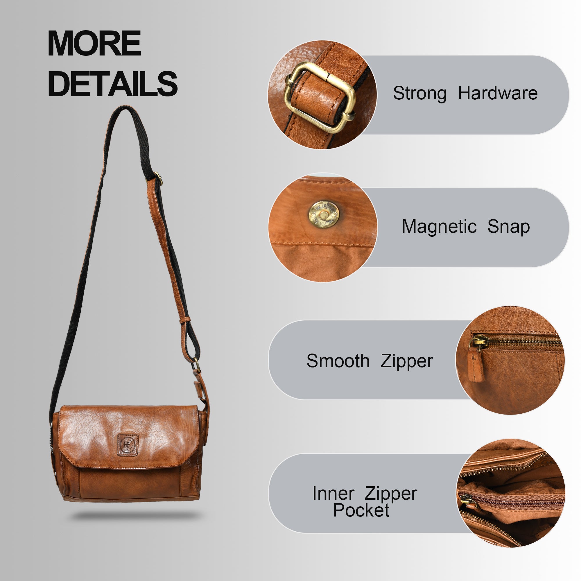 Heritage Leather Crossbody Bag - Brown Colour